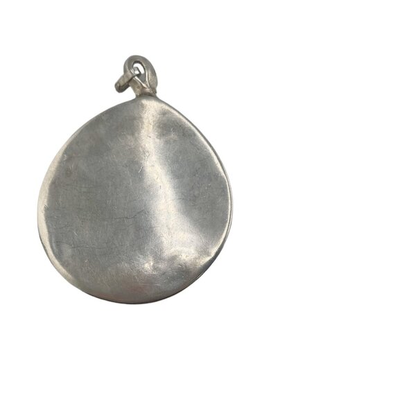 Flower Power Vintage 1970s Handmade Sterling Silver and Turquoise Pendant - Picture 4 of 6